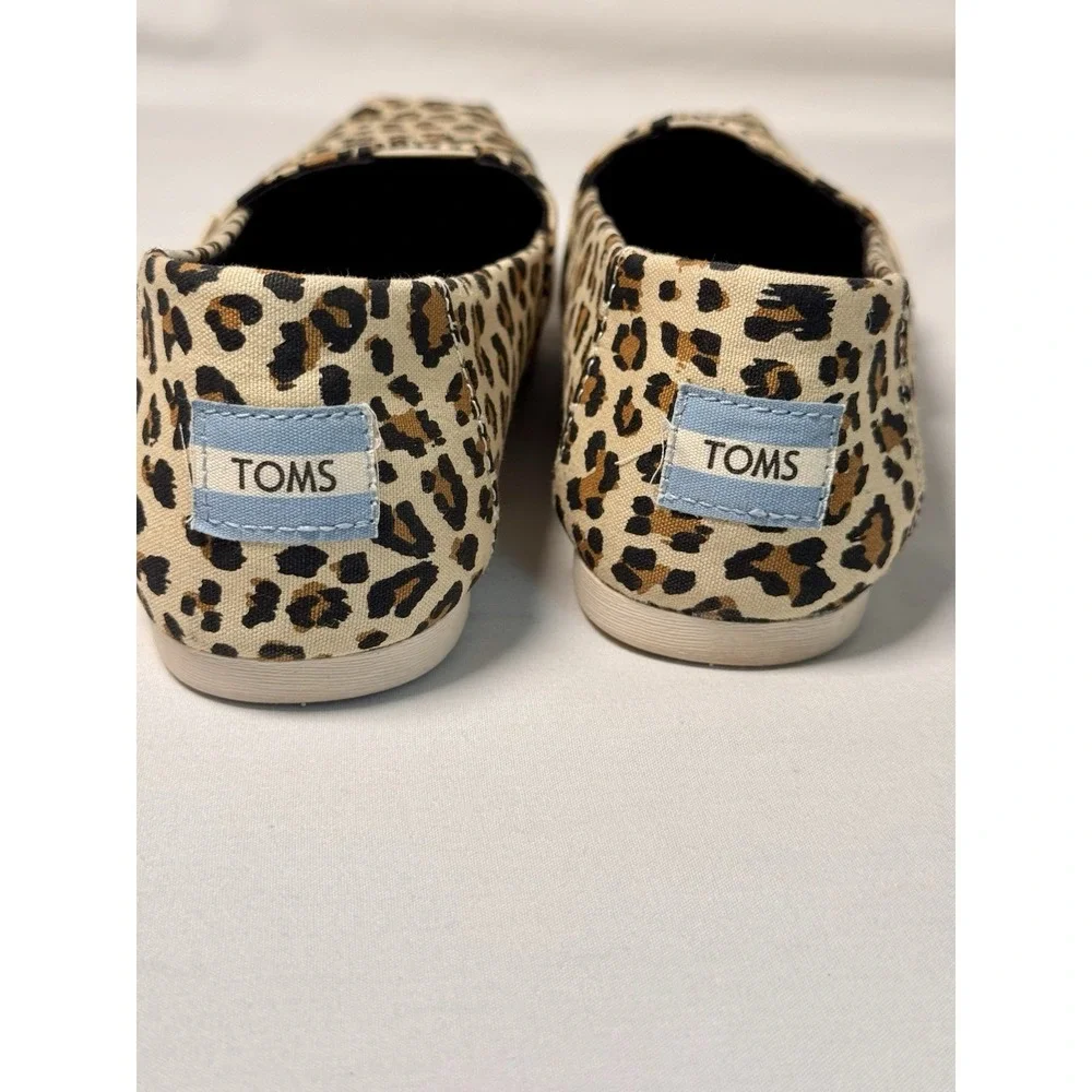 TOMS Women's Canvas Leopard Animal Print Slip On US 6.5